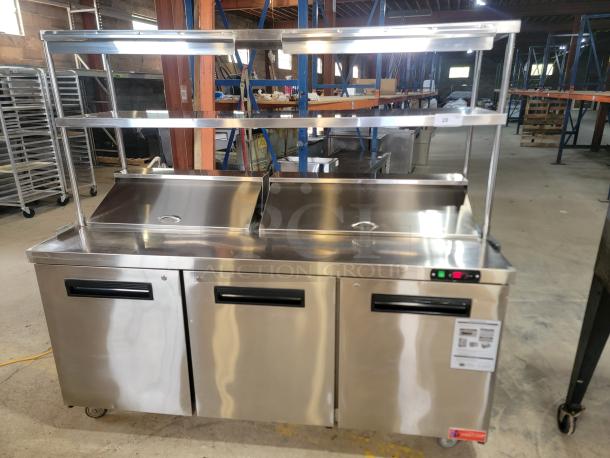 ❄️Boost Your Kitchen Efficiency!❄️ Westlake Massive 72" Prep Table & 3-Door Cooler - Ready to Go! Looking to streamline your food prep and keep ingredients perfectly chilled? This Refrigerated Food Prep Table is exactly what you need! We've fully tested it, and it's running flawlessly, ready to integrate into your busy kitchen! - Image 1 of 6