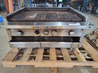 Bakers Pride 36" Countertop Gas Charbroiler - Minor Fix, Major Savings! Looking for a powerful charbroiler without the new equipment price tag? Older, but still very capable, Bakers Pride 36" gas countertop charbroiler. It's missing its control knobs. This is a common and easy fix for anyone with a little know-how