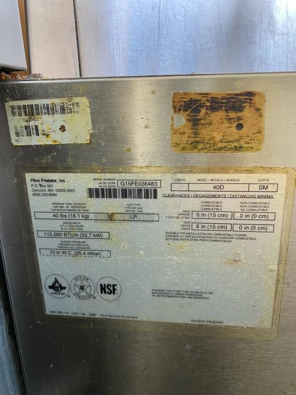 🔥Fry Like a Pro!🔥Pitco Frialator 40D SM Commercial Gas Deep Fryer - LP Gas! Known for their reliability and performance, Pitco fryers are a staple in commercial kitchens. This unit is perfect for restaurants, food trucks, concession stands, or any establishment needing high-volume frying. - Image 2 of 3
