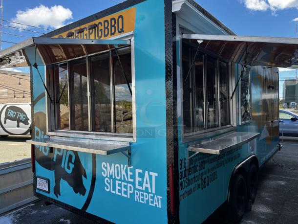 Quality Trailers 2014 mobile kitchen, 20'L x 8'5"W, fully equipped with 50 Amp electric, Predator 8750W Generator, and Protex II Fire Suppression.