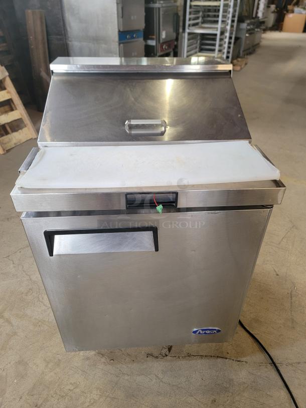Atosa MSF8301GR Mega Top Sandwich/Salad Prep Refrigerator, stainless steel, hinged lid, ideal for restaurants.
