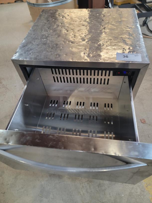 HCK Model D150 outdoor drawer refrigerator with two durable stainless steel drawers, tested and working, ideal for patios.