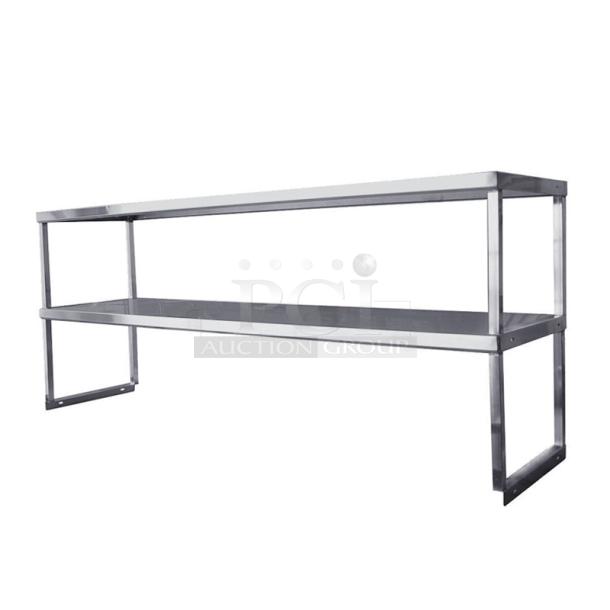 Amgood 6' stainless steel double over shelf, durable construction, sleek design, ideal for kitchens and storage.