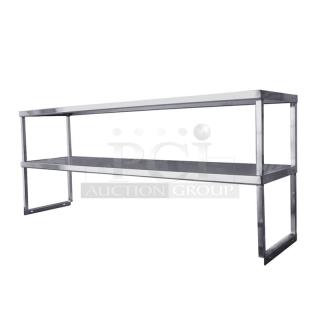 Amgood 6' stainless steel double over shelf, durable construction, sleek design, ideal for kitchens and storage.