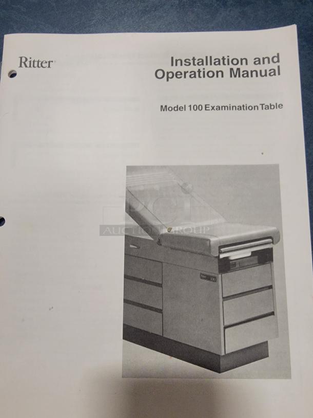 Ritter 104 Examination Table manual showing the table's design and sturdy build. Ideal for versatile uses.