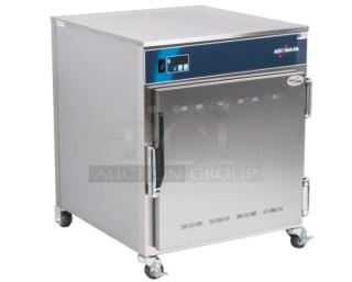Alto-Shaam warming cabinet, stainless steel, single-door, digital control panel, on casters, excellent condition.
