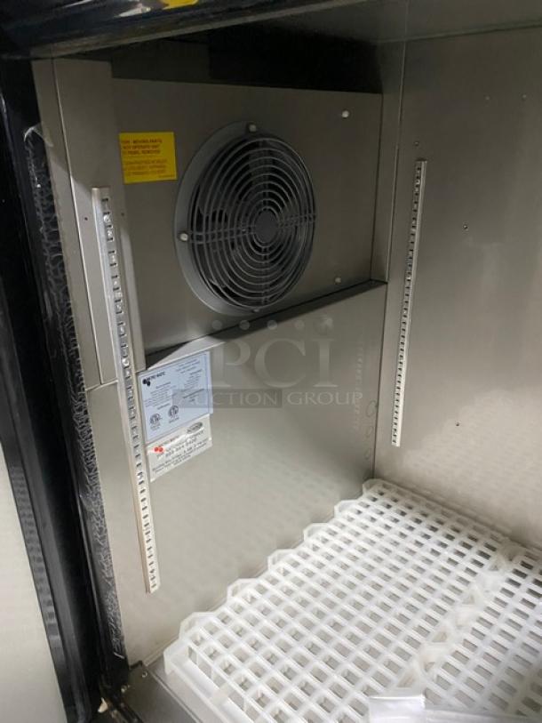 NEW! Micro Matic Pro-Line E-Series Commercial Black 3 Door Refrigerated Back Bar Cooler! With Stainless Steel Worktop! With Lock & Keys! Model: MBB-94 ESN: 8101869696! 115V 1 Phase! - Image 8 of 11