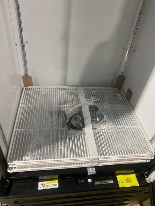 BRAND NEW! Imbera! Late Model! Commercial Black Single Glass Swing Door Reach In Merchandiser Refrigerator! Energy Star Certified! With Poly Coated Wire Racks! Model: G319 R2! 115V! With Legs! - Image 9 of 11