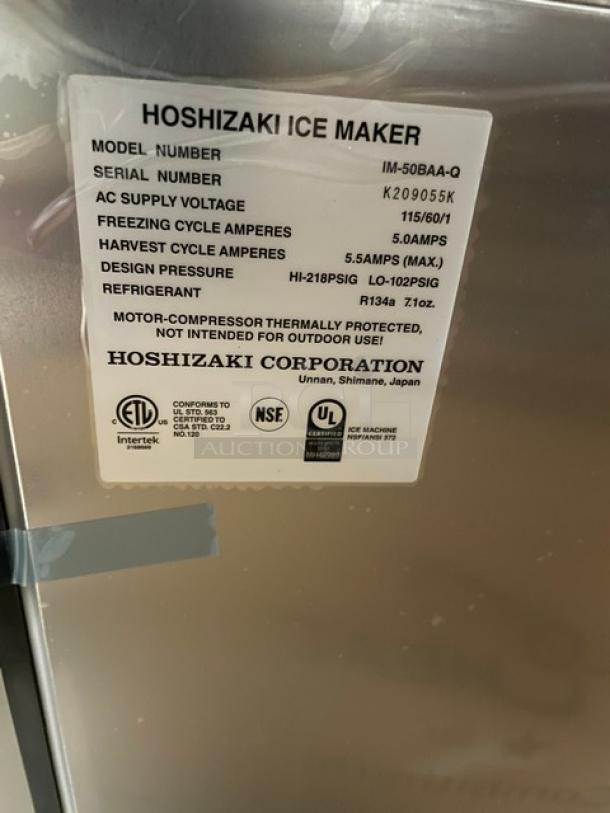 BRAND NEW! Hoshizaki Commercial Stainless Steel Electric Powered Air-Cooled Undercounter Sphere Cube Ice Making Machine/36 Lb. Bin Combo! Model: IM-50BAA-Q SN: K209055K! 115V 1 Phase! - Image 9 of 14