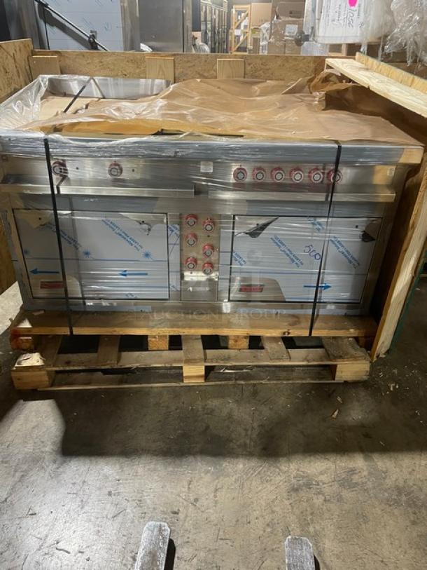 BRAND NEW! Lang Commercial Stainless Steel Electric Powered Heavy Duty Flat Griddle/6-Burner French Plate Split-Top Range! With Double Oven Base! Model: R60S-ATJ SN: R600623A0001! - Image 5 of 13