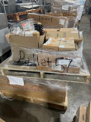 BRAND NEW! MIXED PALLET! Cambro Camwear Series Commercial Black 1/6-Size 2.5" Deep Food Pan! Model: 62CW110! With Cambro Camwear Series Commercial Clear 1/6-Size 5" Deep Colander Pan! Model: 65CLRCW135! With Cambro Commercial Beige 9" Serving Tongs! Model: TG9133! & Much MORE! 126X Your Bid!