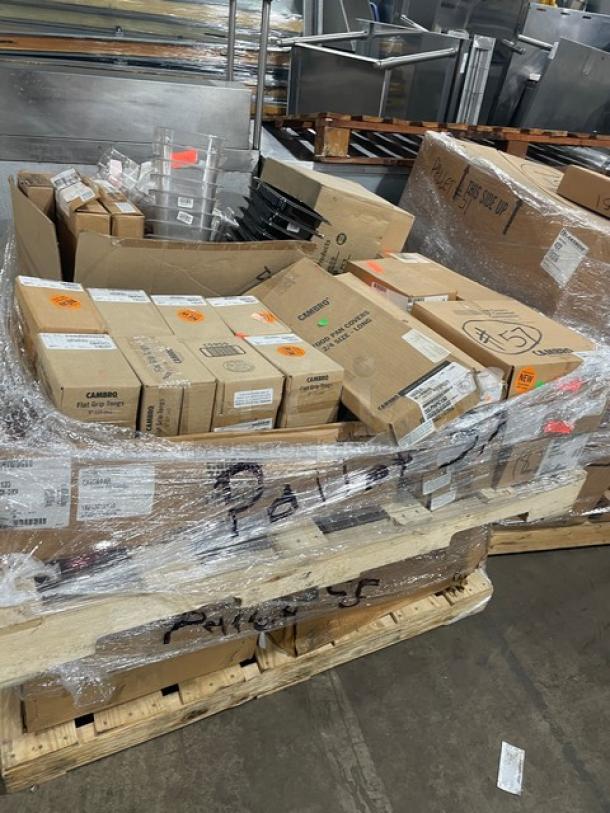 BRAND NEW! MIXED PALLET! Cambro Camwear Series Commercial Black 1/6-Size 2.5" Deep Food Pan! Model: 62CW110! With Cambro Camwear Series Commercial Clear 1/6-Size 5" Deep Colander Pan! Model: 65CLRCW135! With Cambro Commercial Beige 9" Serving Tongs! Model: TG9133! & Much MORE! 126X Your Bid! - Image 2 of 8