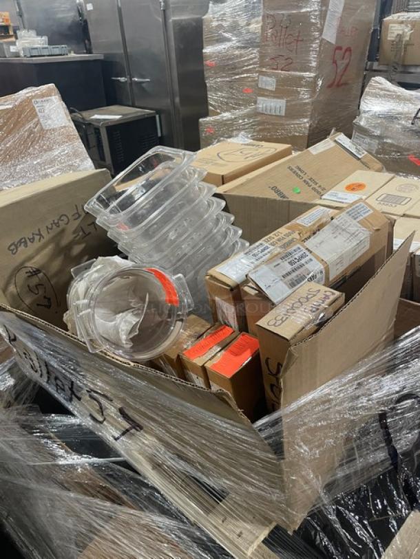 BRAND NEW! MIXED PALLET! Cambro Camwear Series Commercial Black 1/6-Size 2.5" Deep Food Pan! Model: 62CW110! With Cambro Camwear Series Commercial Clear 1/6-Size 5" Deep Colander Pan! Model: 65CLRCW135! With Cambro Commercial Beige 9" Serving Tongs! Model: TG9133! & Much MORE! 126X Your Bid! - Image 4 of 8