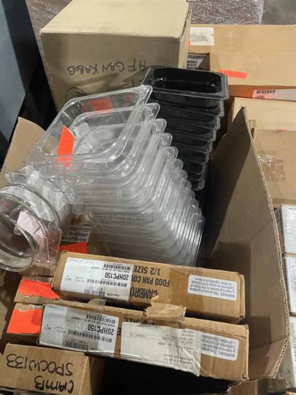 BRAND NEW! MIXED PALLET! Cambro Camwear Series Commercial Black 1/6-Size 2.5" Deep Food Pan! Model: 62CW110! With Cambro Camwear Series Commercial Clear 1/6-Size 5" Deep Colander Pan! Model: 65CLRCW135! With Cambro Commercial Beige 9" Serving Tongs! Model: TG9133! & Much MORE! 126X Your Bid! - Image 5 of 8