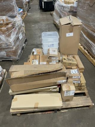 BRAND NEW! MIXED PALLET! Cambro Lugano Series Commercial Clear 9" Easy Grip Tongs! Model: TGG9135! With Carlisle Sparta Spectrum Galaxy Series Commercial White 2" Wide Pastry/Basting Brush! With Nylon Bristles! Model: 4039102! With Carlisle Commercial Melamine Heavy Duty 10"x14" Rectangular 6-Compartment Meal Tray! Model: 4398050! With Cambro CamSquares Series Commercial Translucent 18 Qt. Square Food Storage Container! Model: 18SFSPP190! With Carlisle Flo-Pac Series Commercial Black 24" Straight Blade Squeegee! Model: 361202400! & MORE! 44X Your Bid!