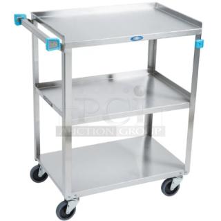 BRAND NEW! Lakeside Commercial Stainless Steel Medium Duty 3-Tier Utility/Bussing Cart! With 500 Lb. Capacity! With Raised Ledges! Model: 422! On Casters!
