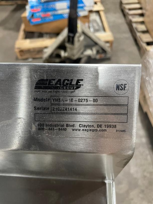 Eagle Group stainless steel hand washing sink, model YHSA-10-0275-00, foot pedals, goose neck faucet, brand new.