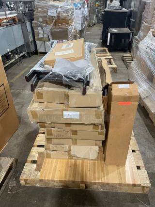 BRAND NEW! MIXED PALLET! AdCraft Commercial Mahogany Finish Hardwood 33.25" Tray Stand! Model: WTS-32! With AdCraft Commercial Mahogany Finish Hardwood 38" Tray Stand! Model: WTS-38! With Centerline & Ecoline By Hobart Commercial Chemical Sensing Indicator! Model: CHEMSENSORS-CU! With Aryking Commercial Black OEM Sifter Brush! With Nylon Bristles! Model: B150! & MORE! 14X Your Bid!