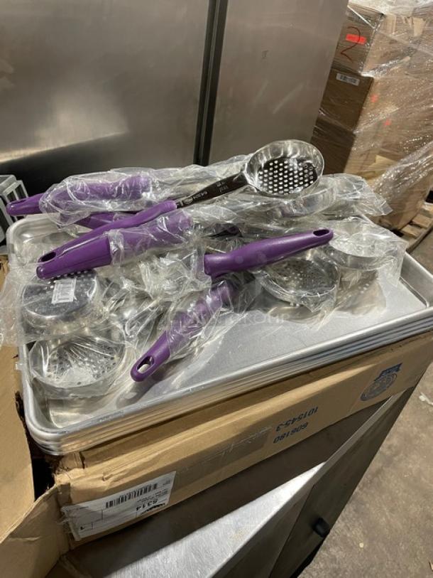 BRAND NEW! MIXED PALLET! Vollrath Super Pan V Series Commercial Stainless Steel Full-Size 4" Deep Anti-Jam Perforated Steam Pan! Model: 30043! With Vollrath Commercial Stainless Steel 1.25 Oz. Squeeze Disher/Scooper! Model: 47156! With Choice Commercial Stainless Steel 8 Qt. Mixing Bowl! Model: 407SSMXB38! With Nemco Commercial 1" Square Cut Replacement Blade Set! Model: 536-4! With Taylor Commercial Indoor/Outdoor Stick On Thermometer! Model: 5380N! With Winco Commercial Clear 32 Oz. Scoop! Model: PS-32! With Winco Commercial Aluminum 5.5 Qt. Fryer/Pasta Pan! Model: ALSP-5! With Update International Commercial Yellow Foldable "Wet Floor" Sign! Model: WFC-27! With Rubbermaid WaveBrake Series Commercial Yellow 35 Qt. Mobile Mop Bucket! With Casters! Model: 2064914! With Vollrath Wear-Ever Series Commercial Tapered Aluminum 10 Qt. Saucepan! Model: 68310! & MUCH MORE! 80X Your Bid! - Image 8 of 11