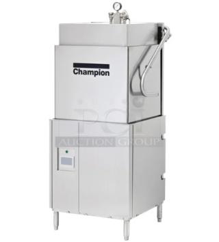 BRAND NEW! Champion Commercial Stainless Steel Electric Powered Door-Type High-Temperature Dishwashing Machine! With Booster! Model: DH6000 SN: D231023511! 208V 3 Phase! On Legs!