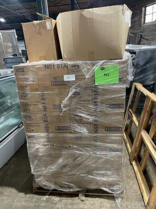 BRAND NEW! MIXED PALLET! Tork Commercial White 1/8-Fold Universal Dinner Napkin! Model: N5181A! With Flat Tech Commercial 1/4" Thread Equalizing Table Leveler! Model: FRB1003A01! With Rubbermaid BRUTE Series Commercial White 44 Gal. Round Waste Can Lid/Cover! Model: FG264560WHT! With Admiral Craft Commercial 12" Mesh Skimmer! Model: WSK-12! & MORE! 30X Your Bid!
