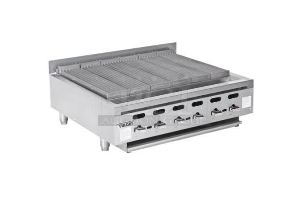 BRAND NEW! Vulcan Achiever Series Commercial Stainless Steel Natural Gas Powered Countertop Radiant Char Broiler! With Cast Iron Diamond Grates! Model: VACB36-101 SN: 650229025! - Image 1 of 1