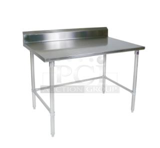 BRAND NEW! John Boos Commercial Stainless Steel 48"x30" Open Base Worktop Table! With 5" Backsplash! Model: ST6R53048SBK! On Legs!