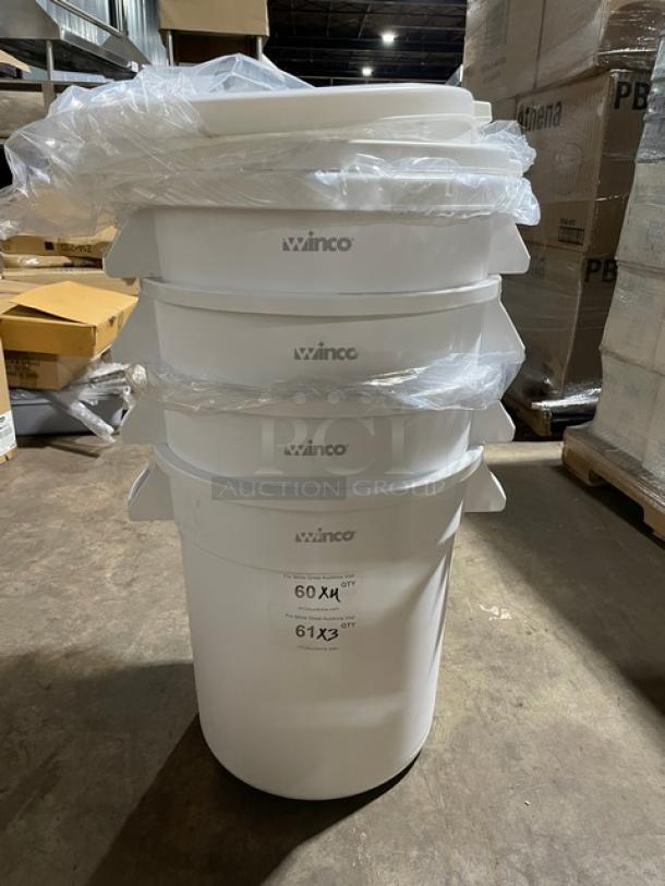 BRAND NEW! Winco Commercial White Round 10 Gal. Trash Can/Cover Combo! Model: PTC-10W/PTCL-10W! 4X Your Bid! - Image 2 of 10