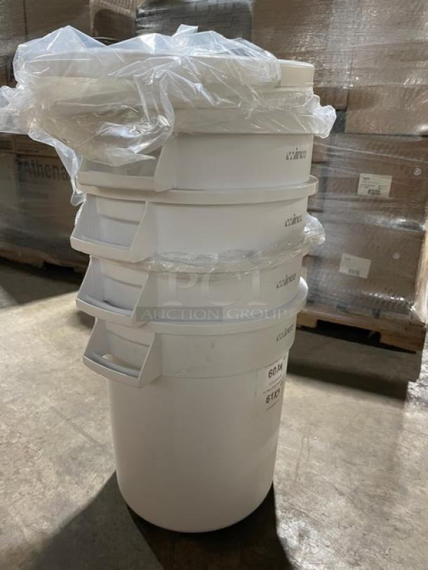 BRAND NEW! Winco Commercial White Round 10 Gal. Trash Can/Cover Combo! Model: PTC-10W/PTCL-10W! 4X Your Bid! - Image 3 of 10