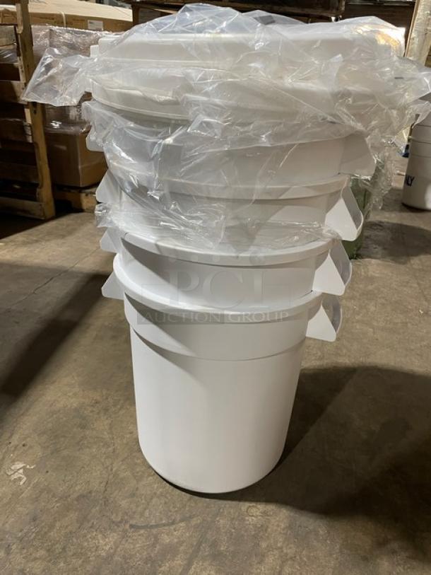 BRAND NEW! Winco Commercial White Round 10 Gal. Trash Can/Cover Combo! Model: PTC-10W/PTCL-10W! 4X Your Bid! - Image 4 of 10