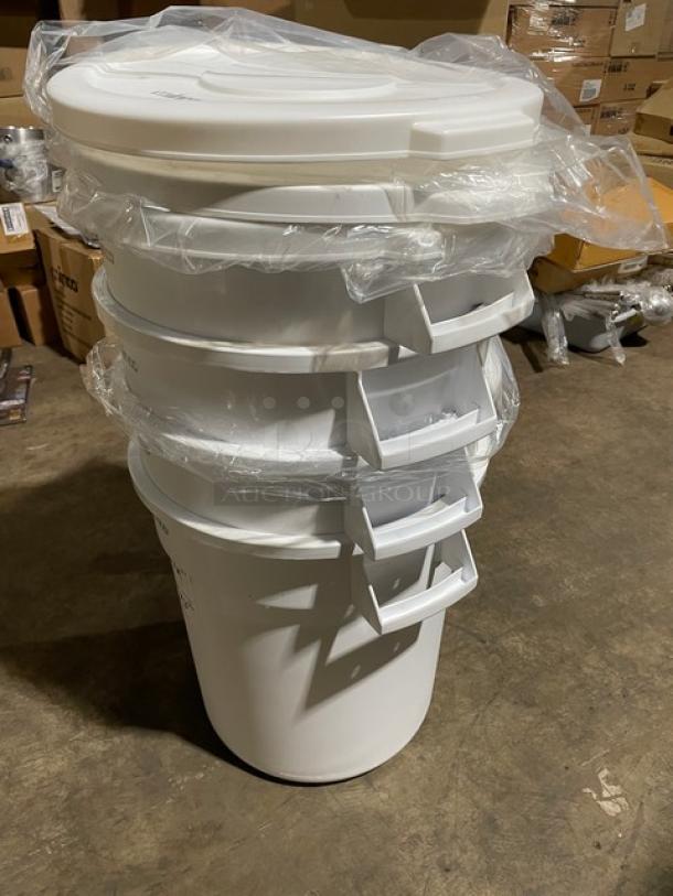 BRAND NEW! Winco Commercial White Round 10 Gal. Trash Can/Cover Combo! Model: PTC-10W/PTCL-10W! 4X Your Bid! - Image 5 of 10