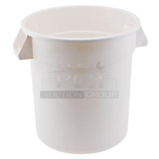 BRAND NEW! Winco Commercial White Round 10 Gal. Trash Can/Cover Combo! Model: PTC-10W/PTCL-10W! 3X Your Bid!