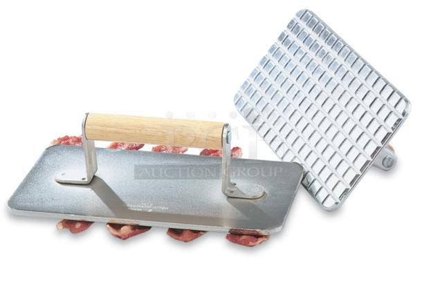 BRAND NEW! Vollrath Commercial Cast Aluminum Waffle-Patterned Grid-Bottom Steak Weight! With Wooden Handle! Model: 47709! 10X Your Bid! - Image 1 of 8