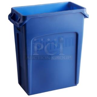 BRAND NEW! OUT OF THE BOX! Rubbermaid Slim Jim Series Commercial Blue Rectangular 16 Gal. Trash/Waste Bin! Model: 1971257! 2X Your Bid!