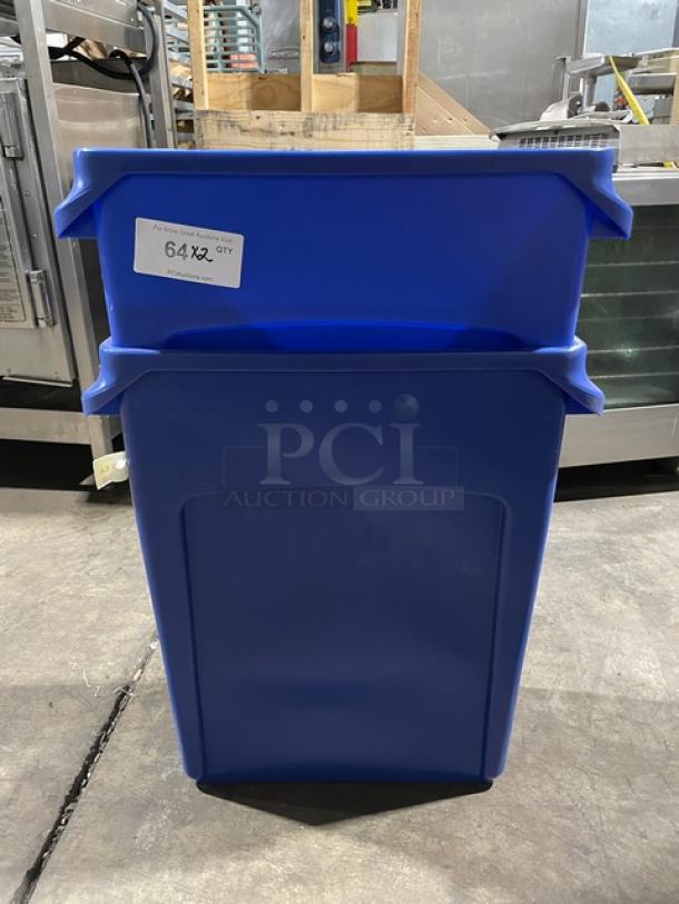 BRAND NEW! OUT OF THE BOX! Rubbermaid Slim Jim Series Commercial Blue Rectangular 16 Gal. Trash/Waste Bin! Model: 1971257! 2X Your Bid! - Image 2 of 8