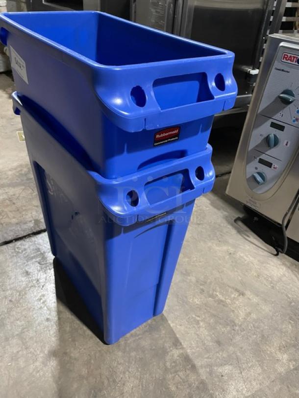 BRAND NEW! OUT OF THE BOX! Rubbermaid Slim Jim Series Commercial Blue Rectangular 16 Gal. Trash/Waste Bin! Model: 1971257! 2X Your Bid! - Image 3 of 8
