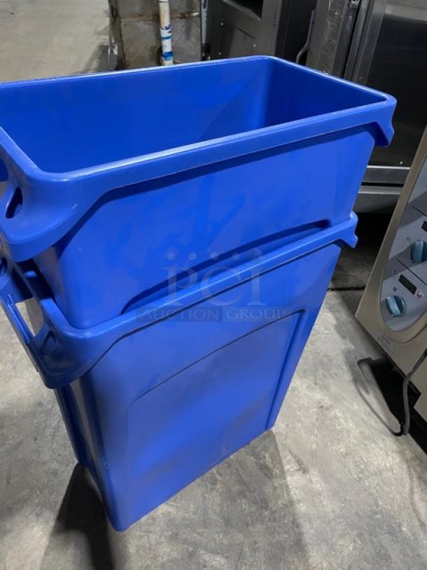 BRAND NEW! OUT OF THE BOX! Rubbermaid Slim Jim Series Commercial Blue Rectangular 16 Gal. Trash/Waste Bin! Model: 1971257! 2X Your Bid! - Image 4 of 8