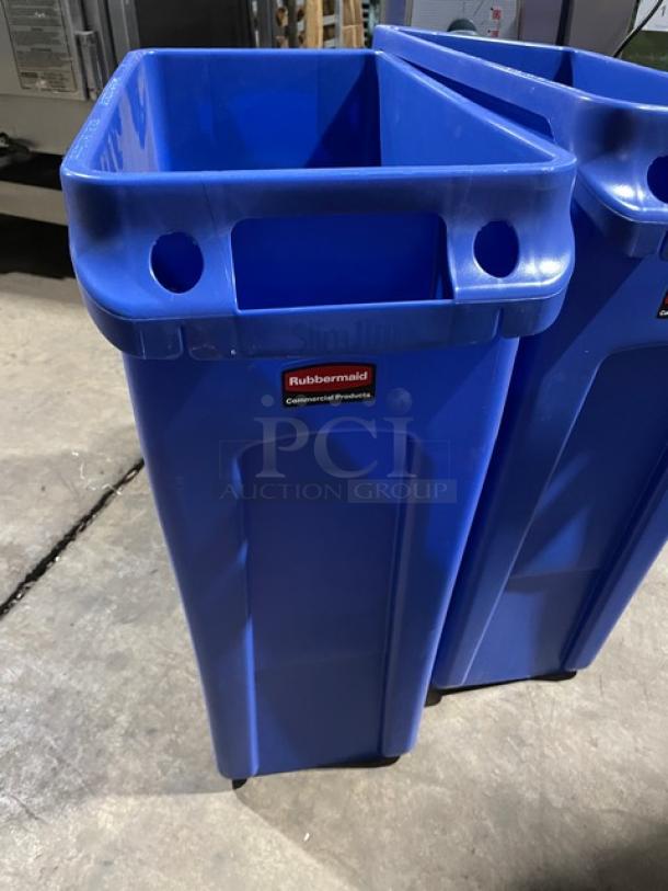 BRAND NEW! OUT OF THE BOX! Rubbermaid Slim Jim Series Commercial Blue Rectangular 16 Gal. Trash/Waste Bin! Model: 1971257! 2X Your Bid! - Image 6 of 8