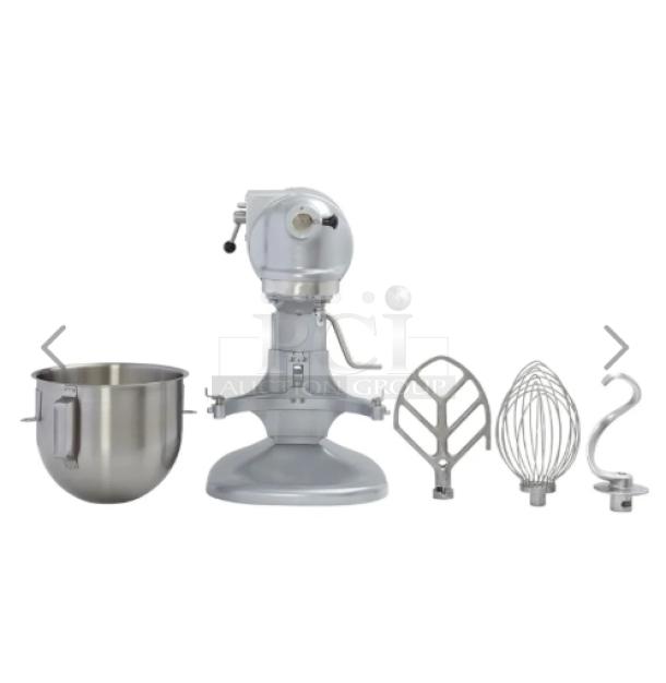 BRAND NEW! Hobart Commercial Gray Electric Powered Countertop/Stand/Bench Heavy-Duty Gear Driven 5 Qt. Planetary Mixer! With Flat Beater, Wire Whip & Dough Hook Attachments! With Stainless Steel Mixing Bowl! Model: N50-60 SN: 311649920! - Image 2 of 10
