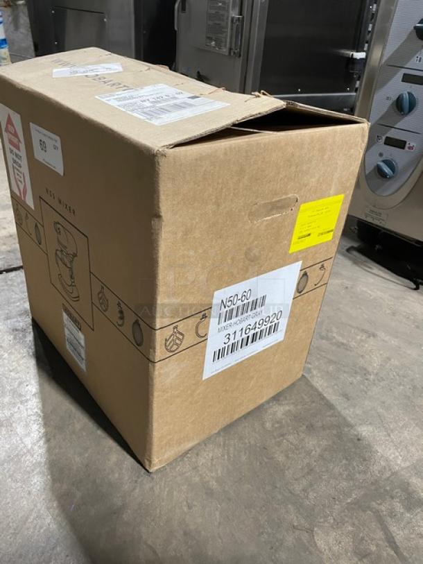 BRAND NEW! Hobart Commercial Gray Electric Powered Countertop/Stand/Bench Heavy-Duty Gear Driven 5 Qt. Planetary Mixer! With Flat Beater, Wire Whip & Dough Hook Attachments! With Stainless Steel Mixing Bowl! Model: N50-60 SN: 311649920! - Image 4 of 10
