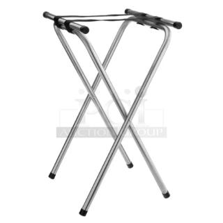 BRAND NEW! Commercial Chrome-Plated Folding Double-Bar Tray Stand! 4X Your Bid!