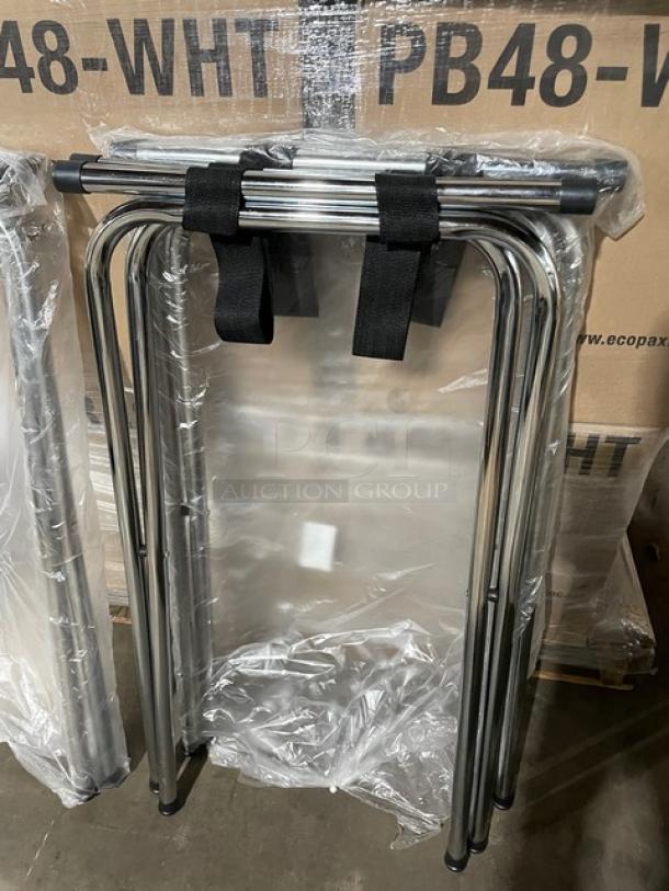 BRAND NEW! Commercial Chrome-Plated Folding Double-Bar Tray Stand! 3X Your Bid! - Image 3 of 7