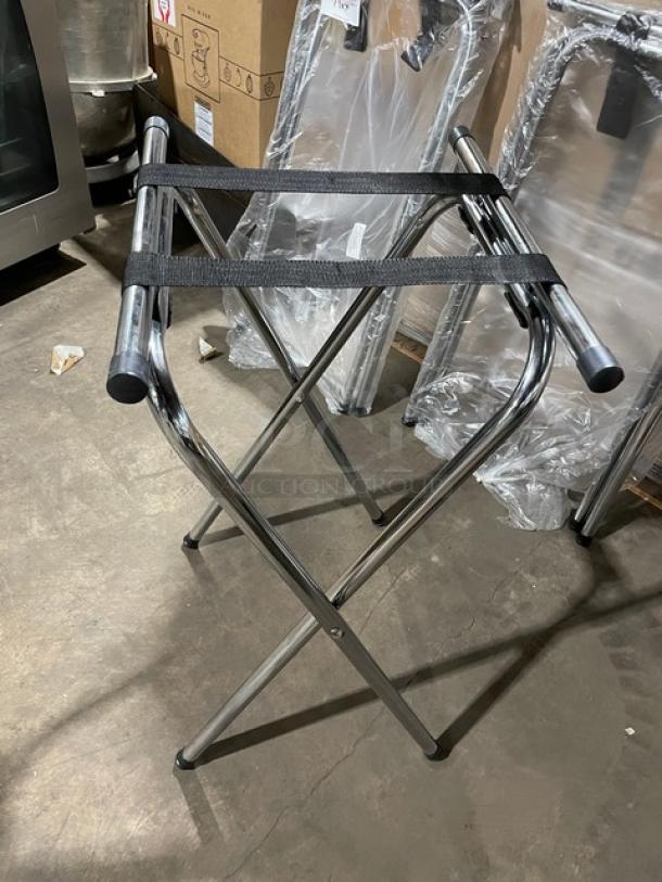 BRAND NEW! Commercial Chrome-Plated Folding Double-Bar Tray Stand! 3X Your Bid! - Image 4 of 7