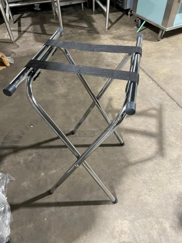 BRAND NEW! Commercial Chrome-Plated Folding Double-Bar Tray Stand! 3X Your Bid! - Image 6 of 7