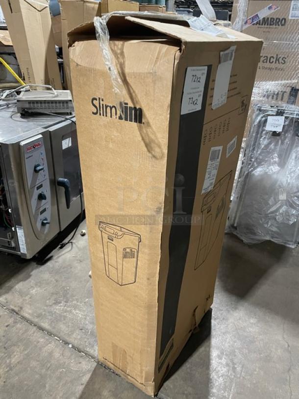 BRAND NEW! Rubbermaid Slim Jim Series Commercial Blue Rectangular 16 Gal. Trash/Waste Bin! Model: 1971257! 2X Your Bid! - Image 3 of 10