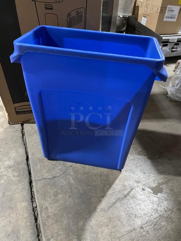 BRAND NEW! Rubbermaid Slim Jim Series Commercial Blue Rectangular 16 Gal. Trash/Waste Bin! Model: 1971257! 2X Your Bid! - Image 4 of 10