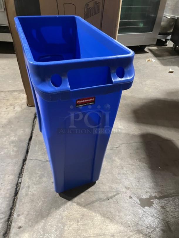 BRAND NEW! Rubbermaid Slim Jim Series Commercial Blue Rectangular 16 Gal. Trash/Waste Bin! Model: 1971257! 2X Your Bid! - Image 5 of 10