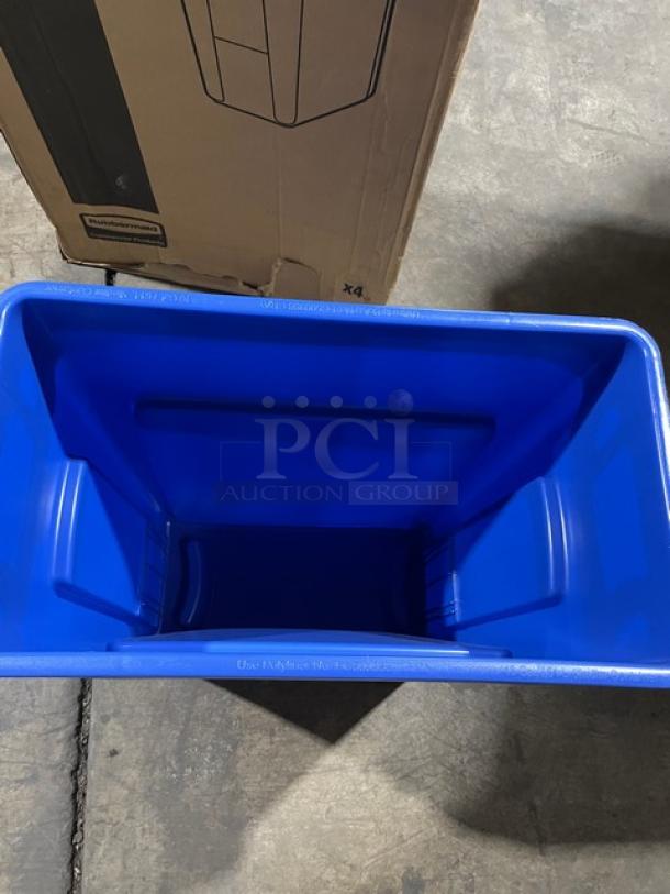 BRAND NEW! Rubbermaid Slim Jim Series Commercial Blue Rectangular 16 Gal. Trash/Waste Bin! Model: 1971257! 2X Your Bid! - Image 7 of 10