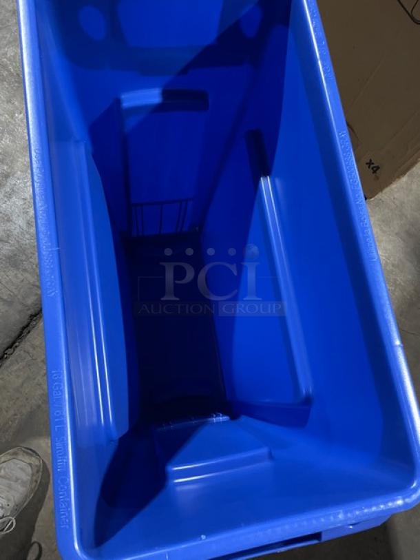 BRAND NEW! Rubbermaid Slim Jim Series Commercial Blue Rectangular 16 Gal. Trash/Waste Bin! Model: 1971257! 2X Your Bid! - Image 8 of 10