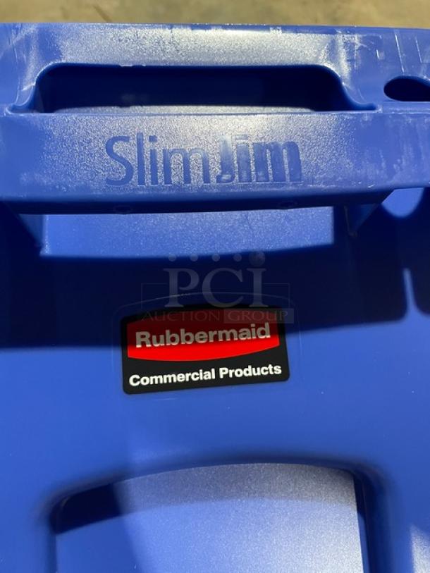 BRAND NEW! Rubbermaid Slim Jim Series Commercial Blue Rectangular 16 Gal. Trash/Waste Bin! Model: 1971257! 2X Your Bid! - Image 9 of 10